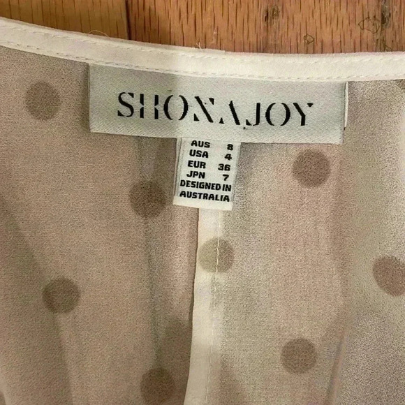 Shona Joy Sophia Dot Print Plunged V-Neck Ruffle Mini Peplum Dress SZ 4 - Picture 4 of 7